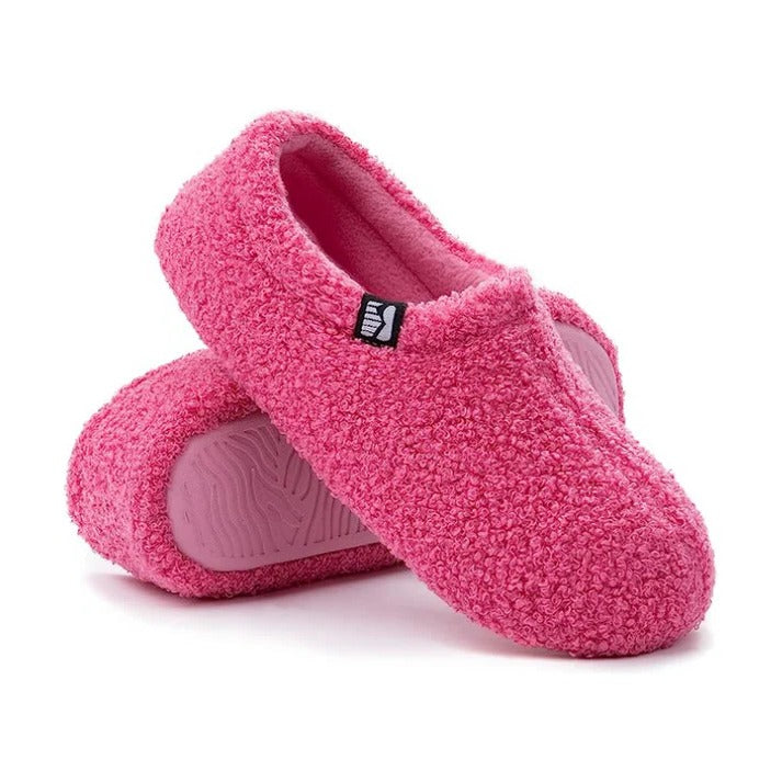 Closed Back Fleece Slippers with Memory Foam Cushioning and Rubber Grip Sole