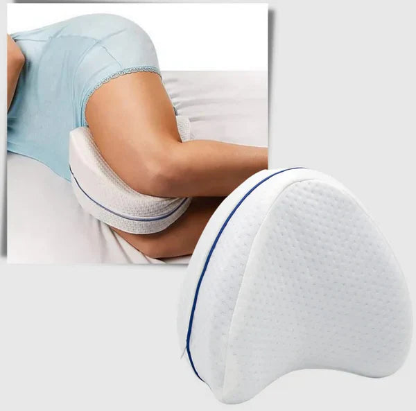 Memory Foam Knee Pillow with Ergonomic Contour and Breathable Cover for Side Sleepers