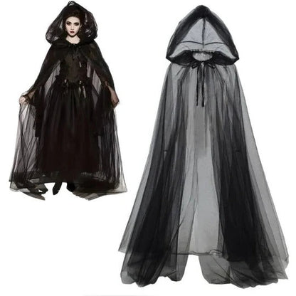 Hooded Costume Cape for Adults with Adjustable Length, One Size