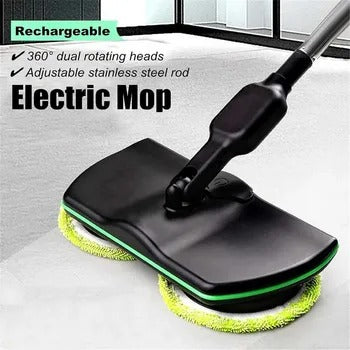 Electric Spin Mop with 180 Degree Rotating Head and Rechargeable Battery, 51in