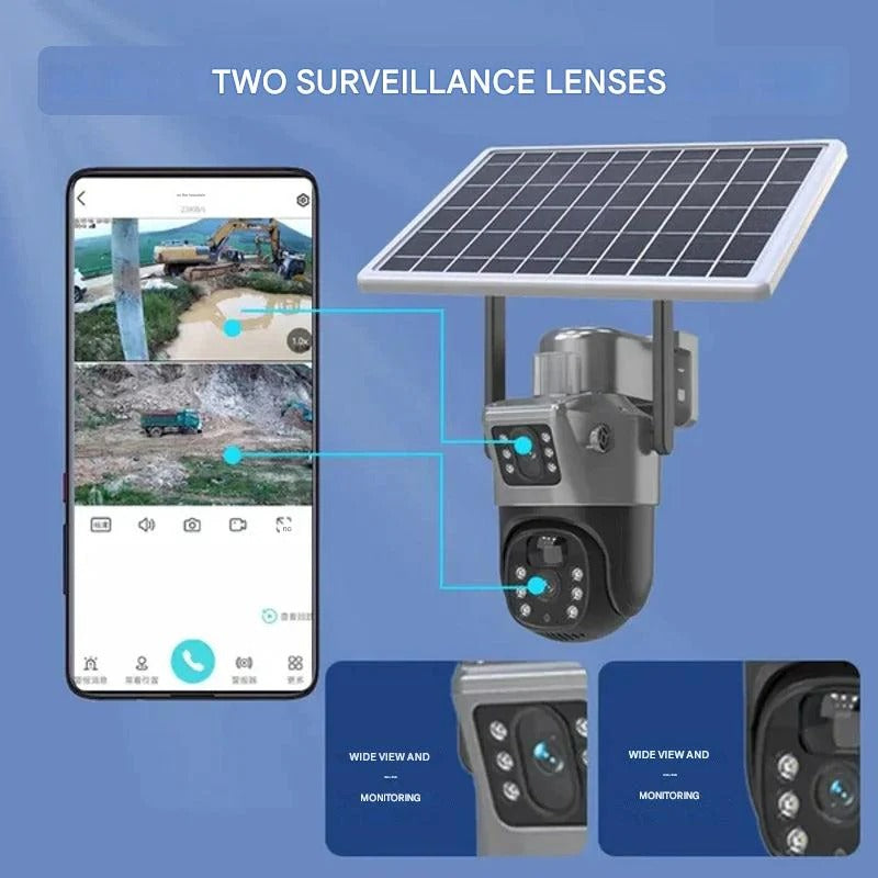 4K Wireless Security Camera with 10x Optical Zoom and Solar Panel, 360° Rotation