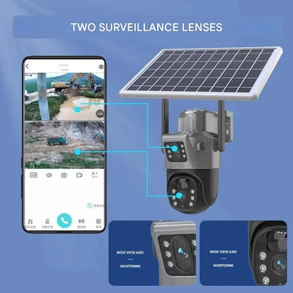 4K Wireless Security Camera with 10x Optical Zoom and Solar Panel, 360° Rotation
