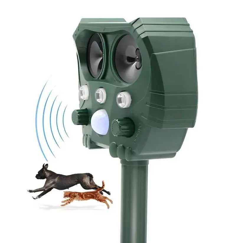 Ultrasonic Animal Repellent with Solar Power and Motion Sensor, 110° Range All Vera Mart