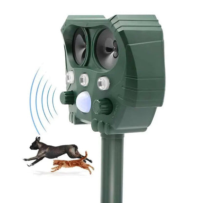 Ultrasonic Animal Repellent with Solar Power and Motion Sensor, 110° Range All Vera Mart