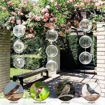 Wind-Powered Rotating Bird Deterrent with Reflective Surface for Gardens and Balconies