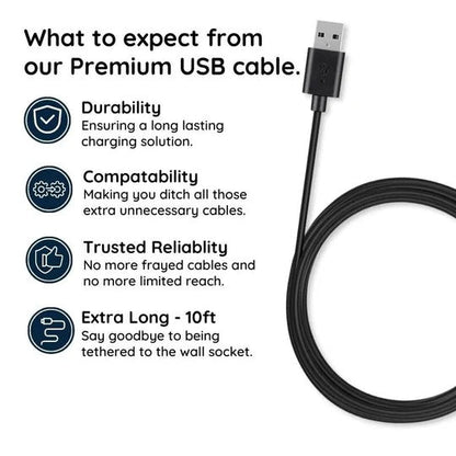 Micro USB Cable 10ft with Charging and Data Transfer