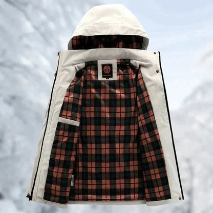 Men's Outdoor Jacket with Breathable Membrane and Removable Hood, Zippered Pockets