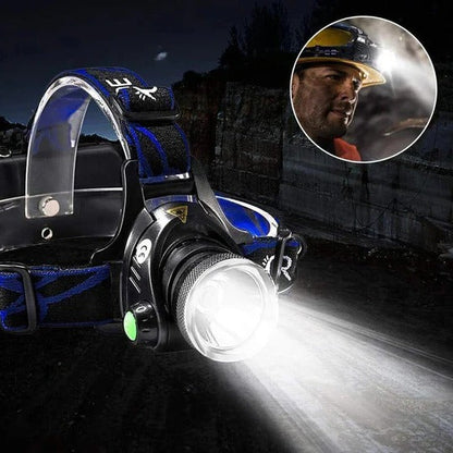 LED Headlamp with Manual Zoom and Three Light Modes, Rechargeable