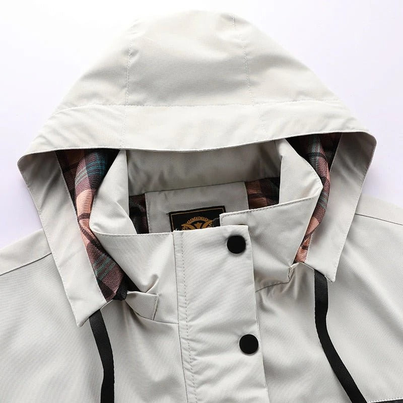 Men's Outdoor Jacket with Breathable Membrane and Removable Hood, Zippered Pockets