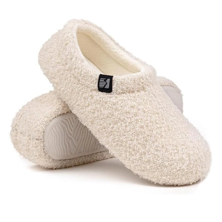 Closed Back Fleece Slippers with Memory Foam Cushioning and Rubber Grip Sole
