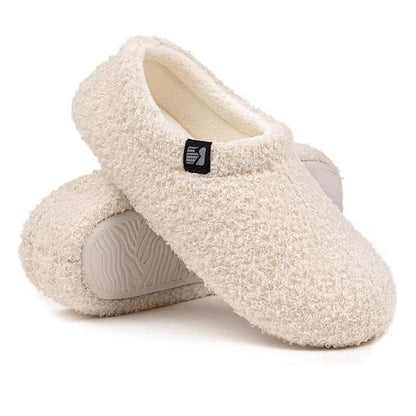 Closed Back Fleece Slippers with Memory Foam Cushioning and Rubber Grip Sole