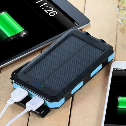 Solar Power Bank 500000 mAh with Dual USB Ports and LED Lights, IP44 Water Resistant