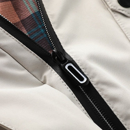 Men's Outdoor Jacket with Breathable Membrane and Removable Hood, Zippered Pockets