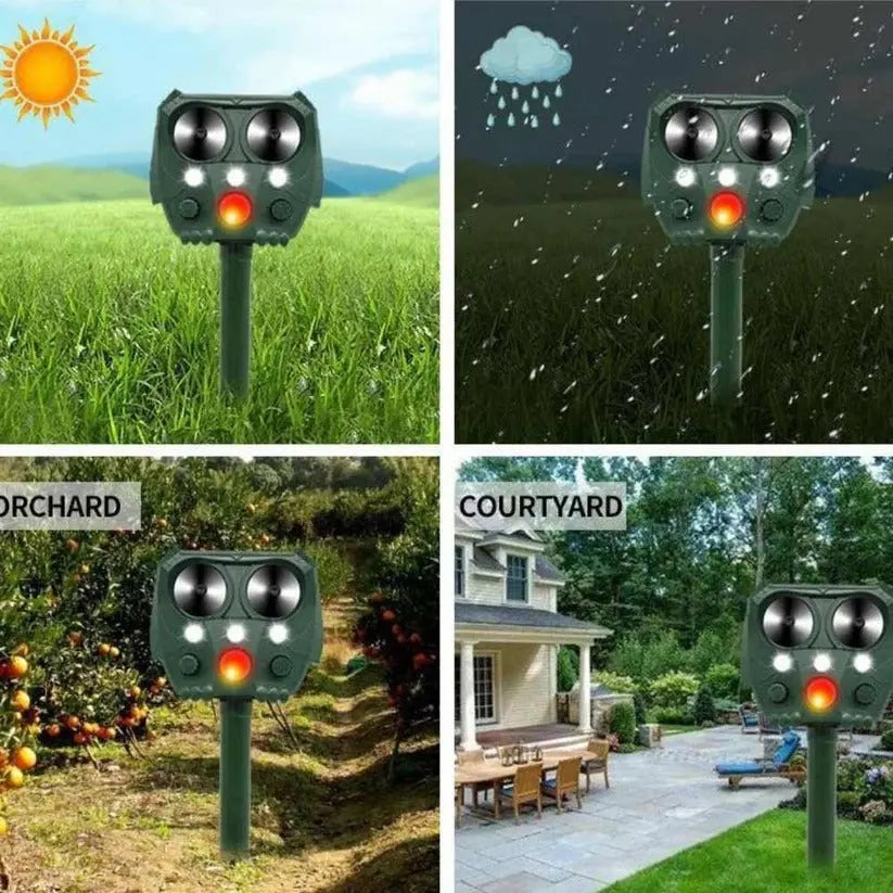 Ultrasonic Animal Repellent with Solar Power and Motion Sensor, 110° Range All Vera Mart