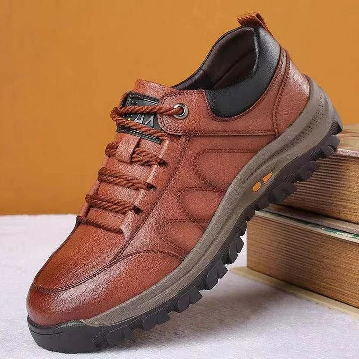 Men's Arch Support Work Shoes with Lace Up Closure and Shock Absorbing Insole, Anti Slip Rubber Sole
