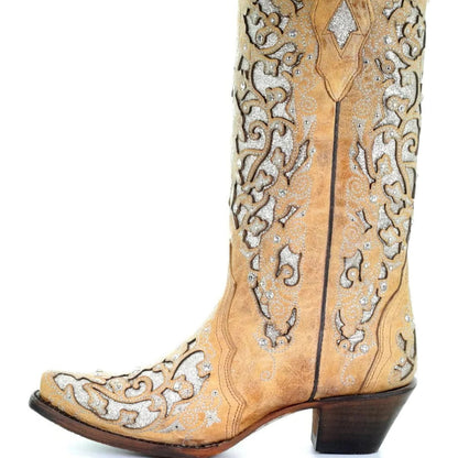 Sequined Embroidery Long Boots with Pointed Toe and Thick Heel