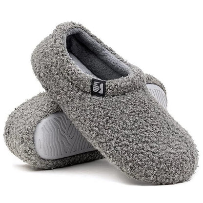 Closed Back Fleece Slippers with Memory Foam Cushioning and Rubber Grip Sole