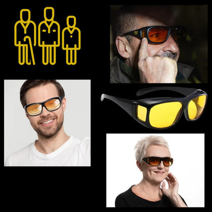 Polarized Night Driving Glasses with Extended Side Panels and Orange Tint for Over-Prescription Wear