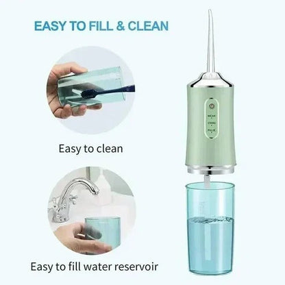 Rechargeable Water Flosser with Three Pressure Settings and Four Nozzles