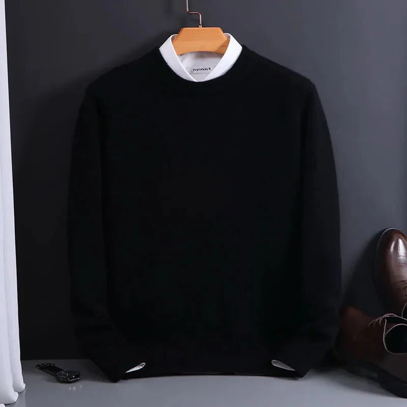 Men's Crewneck Sweater with Soft Knit Blend and Tailored Fit, Fine Gauge Stitching