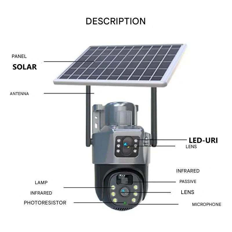 4K Wireless Security Camera with 10x Optical Zoom and Solar Panel, 360° Rotation