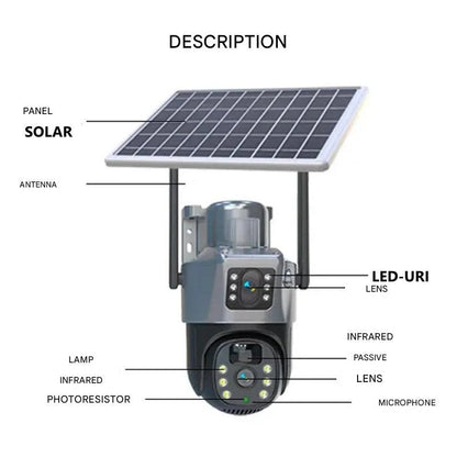 4K Wireless Security Camera with 10x Optical Zoom and Solar Panel, 360° Rotation