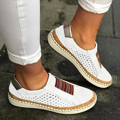 Womens Slip On Sneakers with a Flat Bottom, Breathable Mesh Upper and Toe Clasp in Five Colors