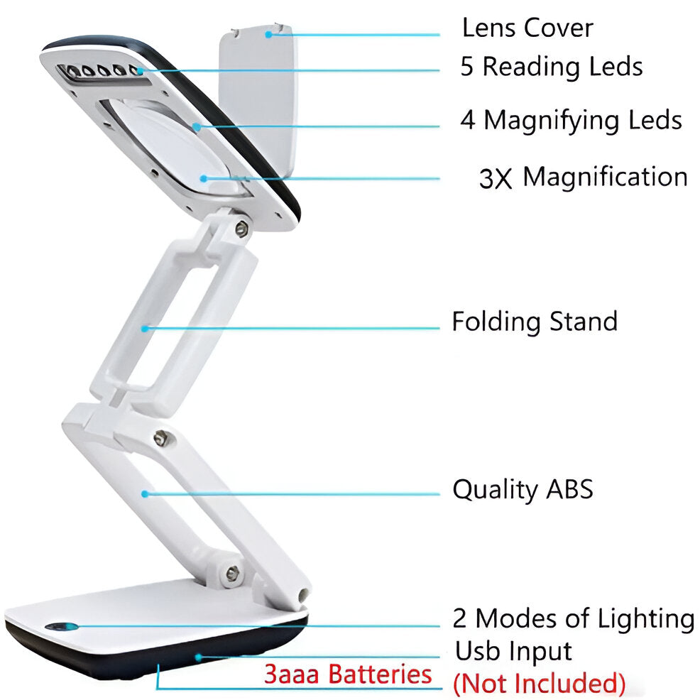 Magnifying Floor Lamp with 12 LED Lights and 3X Magnification, 8x10 Inch Lens