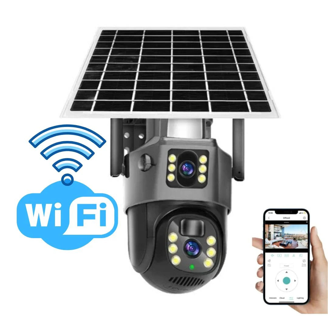 4K Wireless Security Camera with 10x Optical Zoom and Solar Panel, 360° Rotation