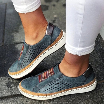 Womens Slip On Sneakers with a Flat Bottom, Breathable Mesh Upper and Toe Clasp in Five Colors