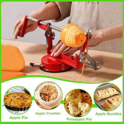 Manual Apple Peeler with Suction Base and Hand Crank, Triple Action Peeling Coring Slicing All Vera Mart
