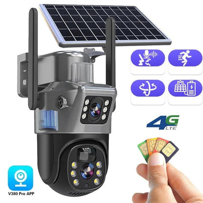 4K Wireless Security Camera with 10x Optical Zoom and Solar Panel, 360° Rotation
