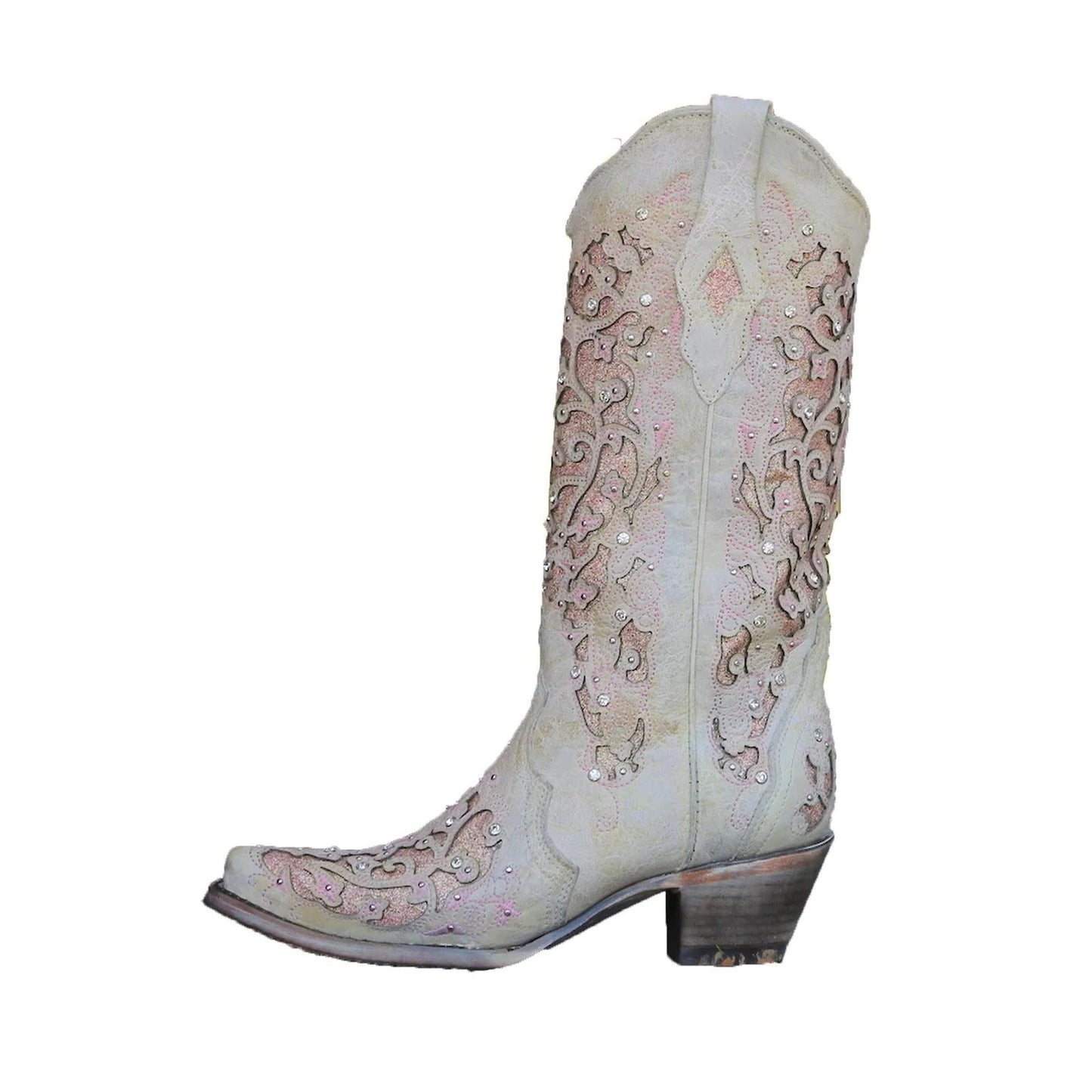 Sequined Embroidery Long Boots with Pointed Toe and Thick Heel