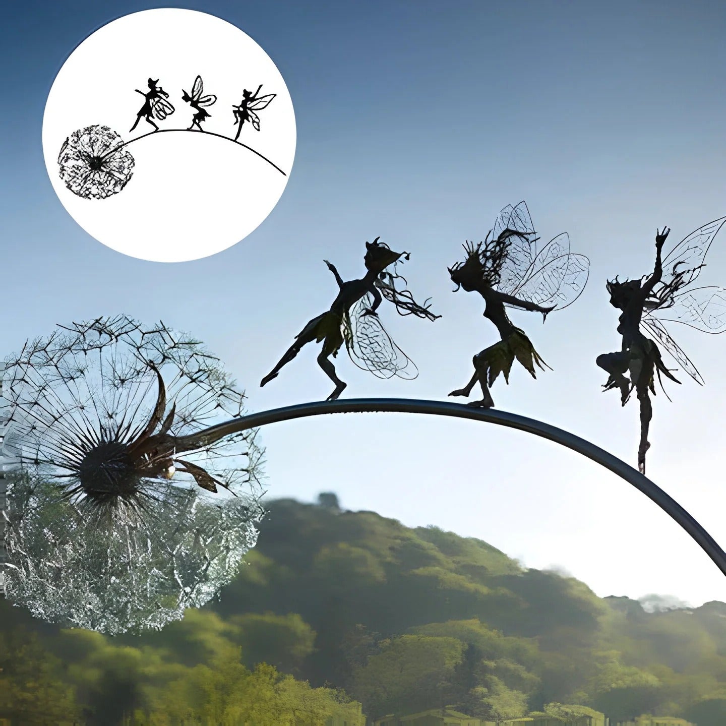 Fairy Silhouette Garden Sculpture with Stake or Base and Shadow Effect