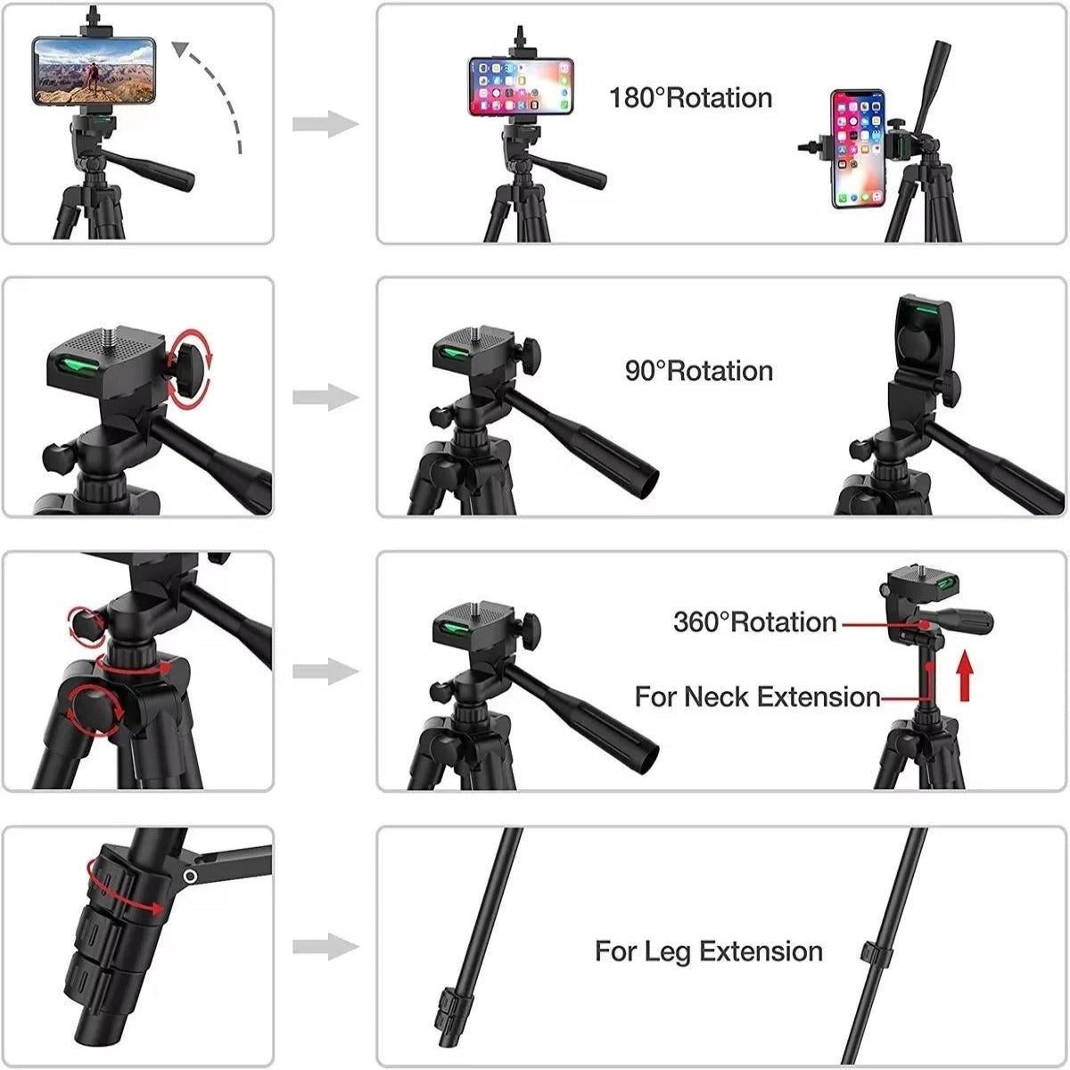 Extendable Tripod Stand with Wireless Remote and Phone Mount for Cameras