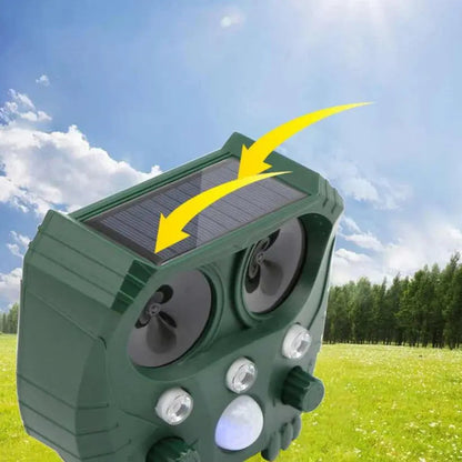 Ultrasonic Animal Repellent with Solar Power and Motion Sensor, 110° Range All Vera Mart