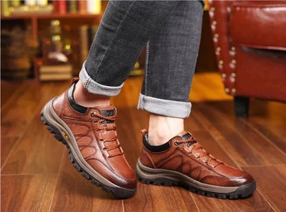 Men's Arch Support Work Shoes with Lace Up Closure and Shock Absorbing Insole, Anti Slip Rubber Sole