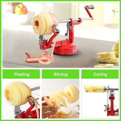 Manual Apple Peeler with Suction Base and Hand Crank, Triple Action Peeling Coring Slicing All Vera Mart