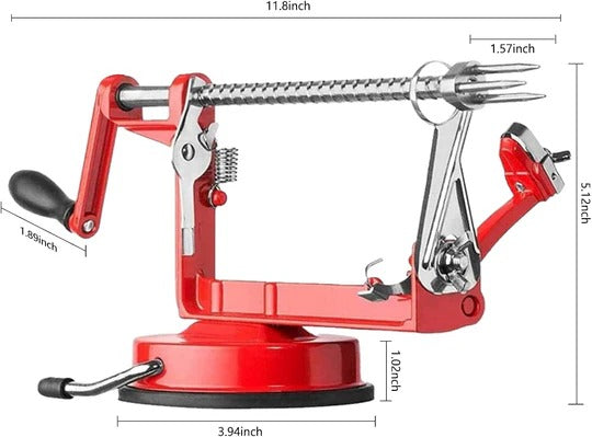 Manual Apple Peeler with Suction Base and Hand Crank, Triple Action Peeling Coring Slicing All Vera Mart