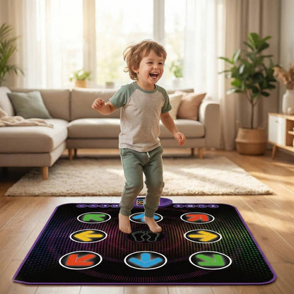 Interactive Dance Mat with Light-Up Squares and Wireless Music Streaming for Kids