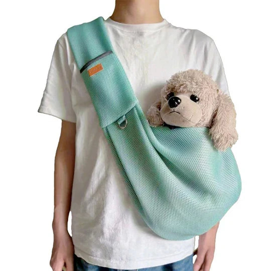 Crossbody Dog Sling with Padded Strap and Interior Safety Clip for Small Pets