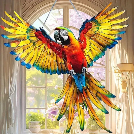 Multicolor Hummingbird Suncatcher with Hanging Chain, 8 Inch Reflective Window Decor
