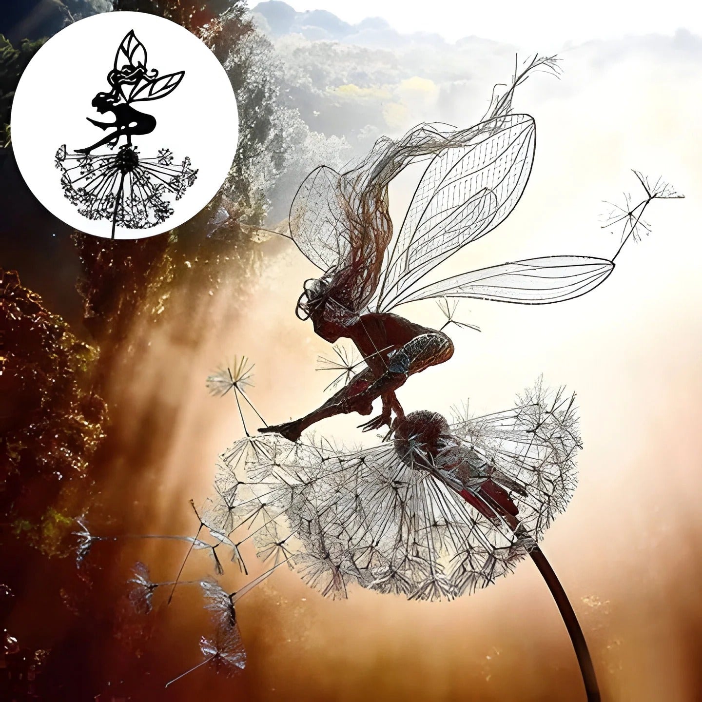 Fairy Silhouette Garden Sculpture with Stake or Base and Shadow Effect