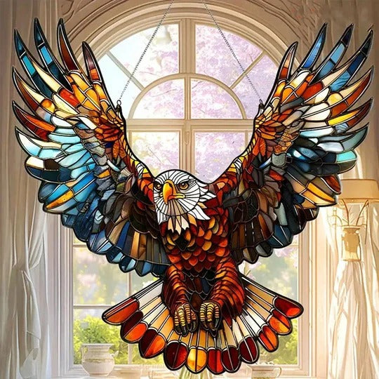 Multicolor Hummingbird Suncatcher with Hanging Chain, 8 Inch Reflective Window Decor