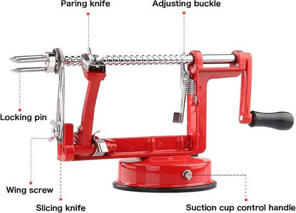 Manual Apple Peeler with Suction Base and Hand Crank, Triple Action Peeling Coring Slicing All Vera Mart