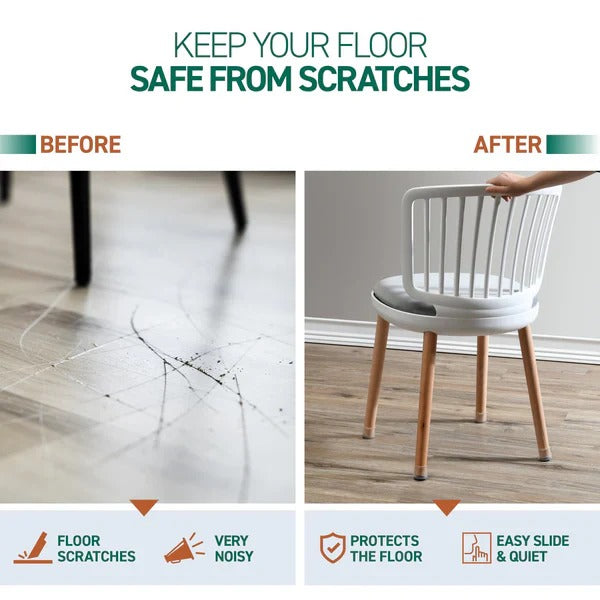 Furniture Leg Floor Protectors with Noise Reduction and Multi-Surface Protection, 8 Pack