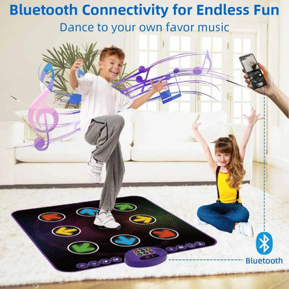 Interactive Dance Mat with Light-Up Squares and Wireless Music Streaming for Kids