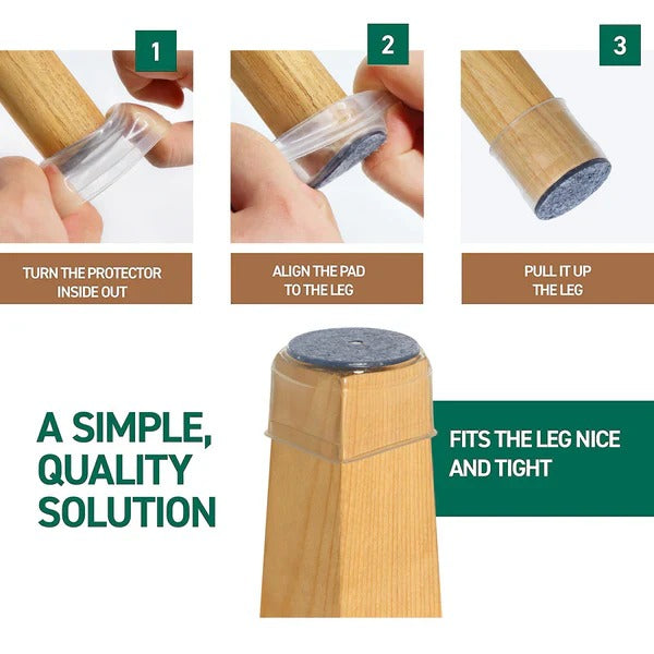 Furniture Leg Floor Protectors with Noise Reduction and Multi-Surface Protection, 8 Pack
