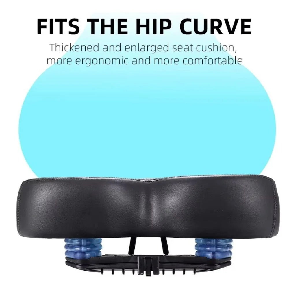 Wide Bike Saddle with Shock Absorption System and Waterproof Cover, 10.2in