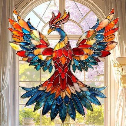 Multicolor Hummingbird Suncatcher with Hanging Chain, 8 Inch Reflective Window Decor